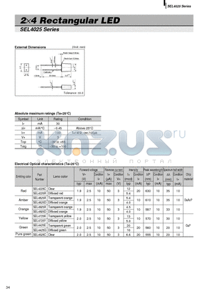 SEL4825D datasheet - 2x4 Rectangular LED