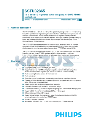 SSTU32865ET datasheet - 1.8 V 28-bit 1:2 registered buffer with parity for DDR2 RDIMM