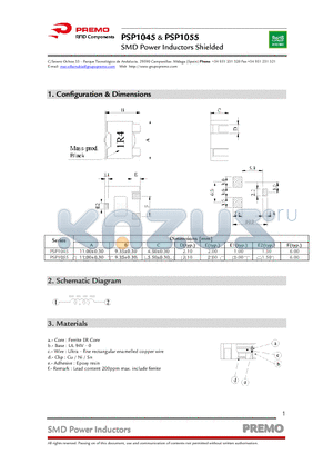 PSP1055-2R2M datasheet - SMD Power Inductors Shielded