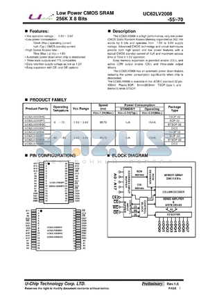 UC62LV2008CA-70 datasheet - Low Power CMOS SRAM