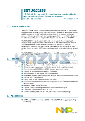 SSTUG32866EC/G datasheet - 1.8 V 25-bit 1 : 1 or 14-bit 1 : 2 configurable registered buffer