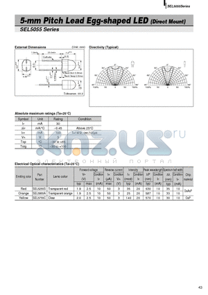 SEL5755C datasheet - 5-mm Pitch Lead Egg-shaped LED (Direct Mount)