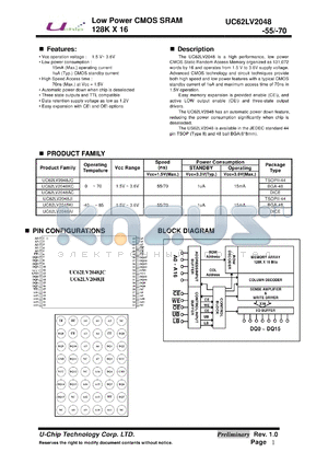 UC62LV2048KC datasheet - Low Power CMOS SRAM