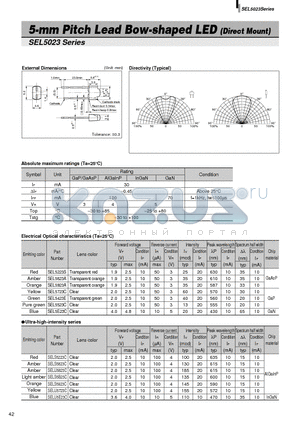 SEL5E23C datasheet - 5-mm Pitch Lead Bow-shaped LED (Direct Mount)