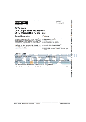 SSTV16859MTD datasheet - Dual Output 13-Bit Register with SSTL-2 Compatible I/O and Reset