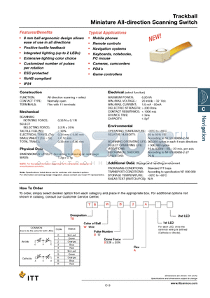 TBWB2A1 datasheet - Trackball Miniature All-direction Scanning Switch