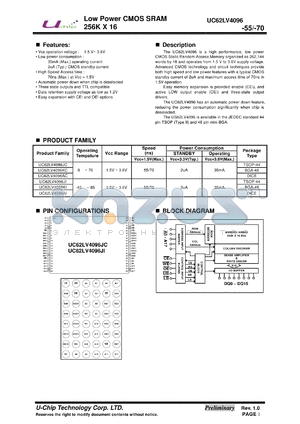 UC62LV4096JI-20 datasheet - Low Power CMOS SRAM