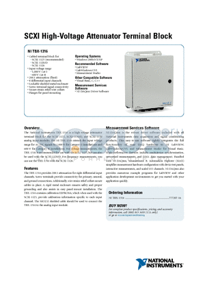 TBX-1316 datasheet - SCXI High-Voltage Attenuator Terminal Block