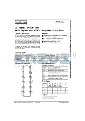 SSTVN16857 datasheet - 14-Bit Register with SSTL-2 Compatible I/O and Reset