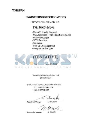TM150XG-26L06 datasheet - TFT COLOR LCD MODULE