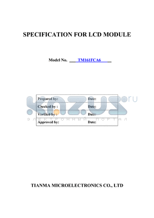 TM161FCA6 datasheet - SPECIFICATION FOR LCD MODULE