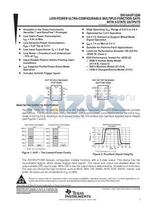 SN74AUP1G99DCTR datasheet - LOW-POWER ULTRA-CONFIGURABLE MULTIPLE-FUNCTION GATE WITH 3-STATE OUTPUTS