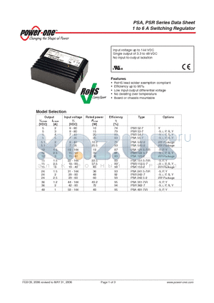 PSR52-7 datasheet - 1 to 6 A Switching Regulator