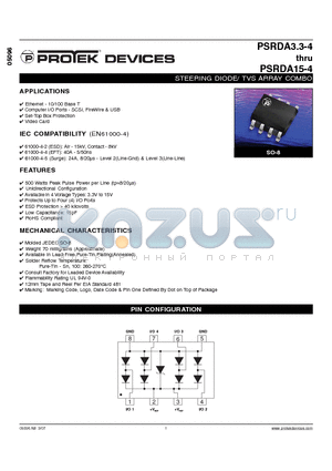 PSRDA05-4-T13 datasheet - STEERING DIODE/ TVS ARRAY COMBO