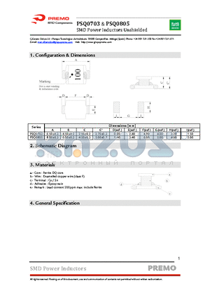 PSQ0703-821K datasheet - SMD Power Inductors Unshielded