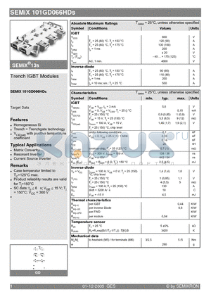 SEMIX101GD066HDS datasheet - Trench IGBT Modules