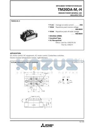 TM20DA-M datasheet - MEDIUM POWER GENERAL USE INSULATED TYPE