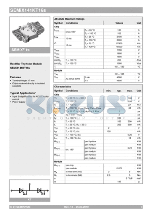 SEMIX141KT16S_10 datasheet - Rectifier Thyristor Module