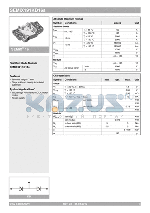 SEMIX191KD16S datasheet - Rectifier Diode Module