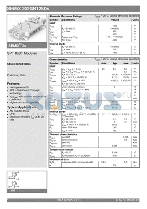 SEMIX202GB128DS datasheet - SPT IGBT Modules