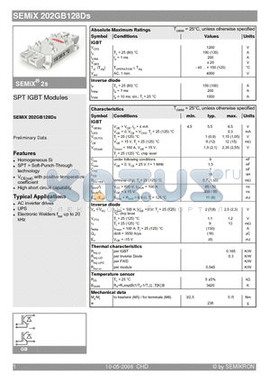 SEMIX202GB128DS datasheet - SPT IGBT Modules