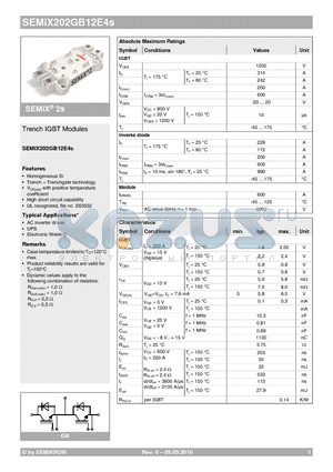 SEMIX202GB12E4S_10 datasheet - Trench IGBT Modules