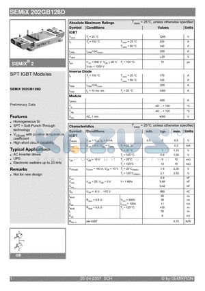 SEMIX202GB128D_07 datasheet - SPT IGBT Modules