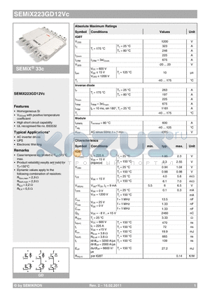 SEMIX223GD12VC datasheet - High short circuit capability