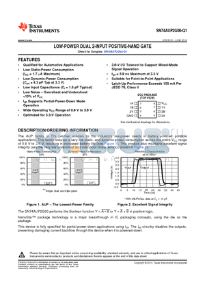 SN74AUP2G00QDCURQ1 datasheet - LOW-POWER DUAL 2-INPUT POSITIVE-NAND GATE