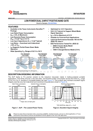 SN74AUP2G00YFPR datasheet - LOW-POWER DUAL 2-INPUT POSITIVE-NAND GATE