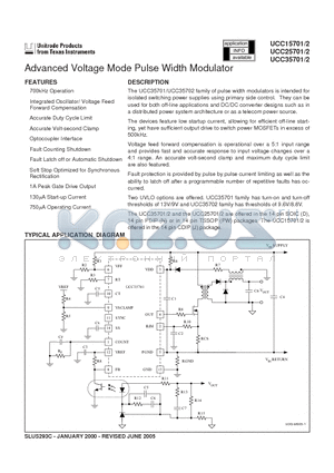 UCC15701 datasheet - Advanced Voltage Mode Pulse Width Modulator