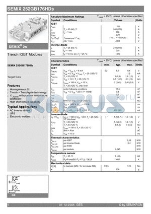 SEMIX252GB176HDS datasheet - Trench IGBT Modules