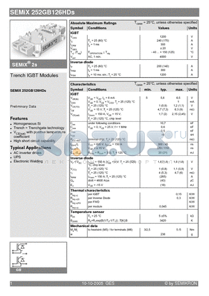 SEMIX252GB126HDS datasheet - Trench IGBT Modules