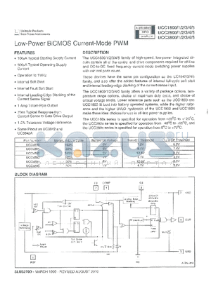 UCC1800L883B datasheet - Low-Power BiCMOS Current-Mode PWM