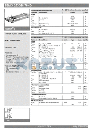 SEMIX253GB176HD datasheet - Trench IGBT Modules