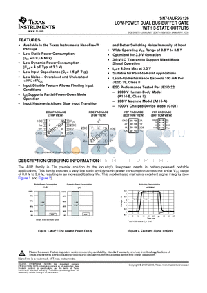 SN74AUP2G126YZPR datasheet - LOW-POWER DUAL BUS BUFFER GATE WITH 3-STATE OUTPUTS