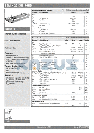 SEMIX253GB176HD_06 datasheet - Trench IGBT Modules