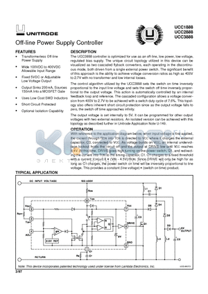 UCC1888 datasheet - Off-line Power Supply Controller