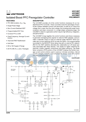 UCC1857 datasheet - Isolated Boost PFC Preregulator Controller