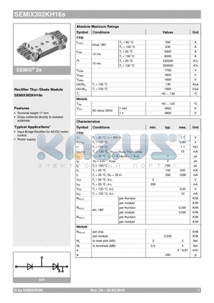 SEMIX302KH16S datasheet - Rectifier Thyr./Diode Module