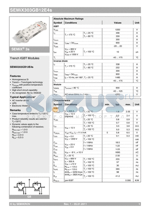 SEMIX303GB12E4S_11 datasheet - Trench IGBT Modules