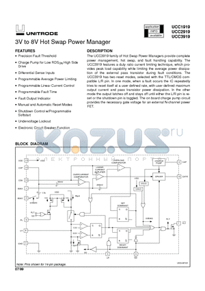 UCC1919 datasheet - 3V to 8V Hot Swap Power Manager