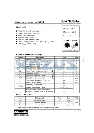 SSWI2N80A datasheet - Advanced Power MOSFET