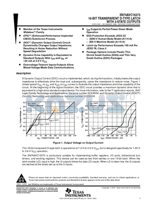 SN74AVC16373DGG datasheet - 16-BIT TRANSPARENT D-TYPE LATCH WITH 3-STATE OUTPUTS