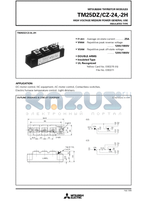 TM25CZ-2H datasheet - HIGH VOLTAGE MEDIUM POWER GENERAL USE INSULATED TYPE