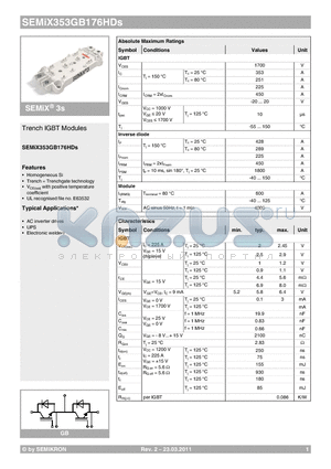 SEMIX353GB176HDS_11 datasheet - Trench IGBT Modules