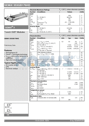 SEMIX353GB176HD datasheet - Trench IGBT Modules