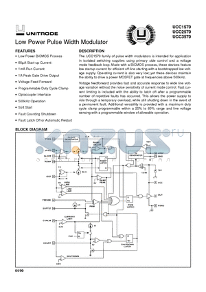 UCC2570 datasheet - Low Power Pulse Width Modulator