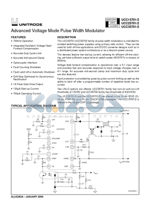 UCC25701 datasheet - Advanced Voltage Mode Pulse Width Modulator