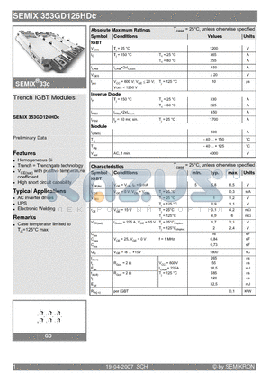 SEMIX353GD126HDC datasheet - Trench IGBT Modules